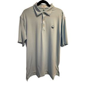 Peter Millar Men's Striped Polo Shirt Blue Size L Golf Casual Summer
